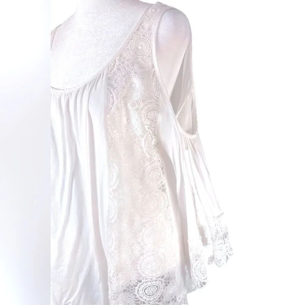 Solitaire Swim Cold Shoulder Lace Cover up Tunic Dress